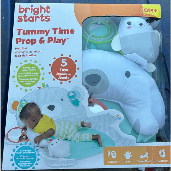 Bright Starts TummyTime Prop & Play Baby Activity Mat w/Support Pillow & Taggies - Picture 5 of 6